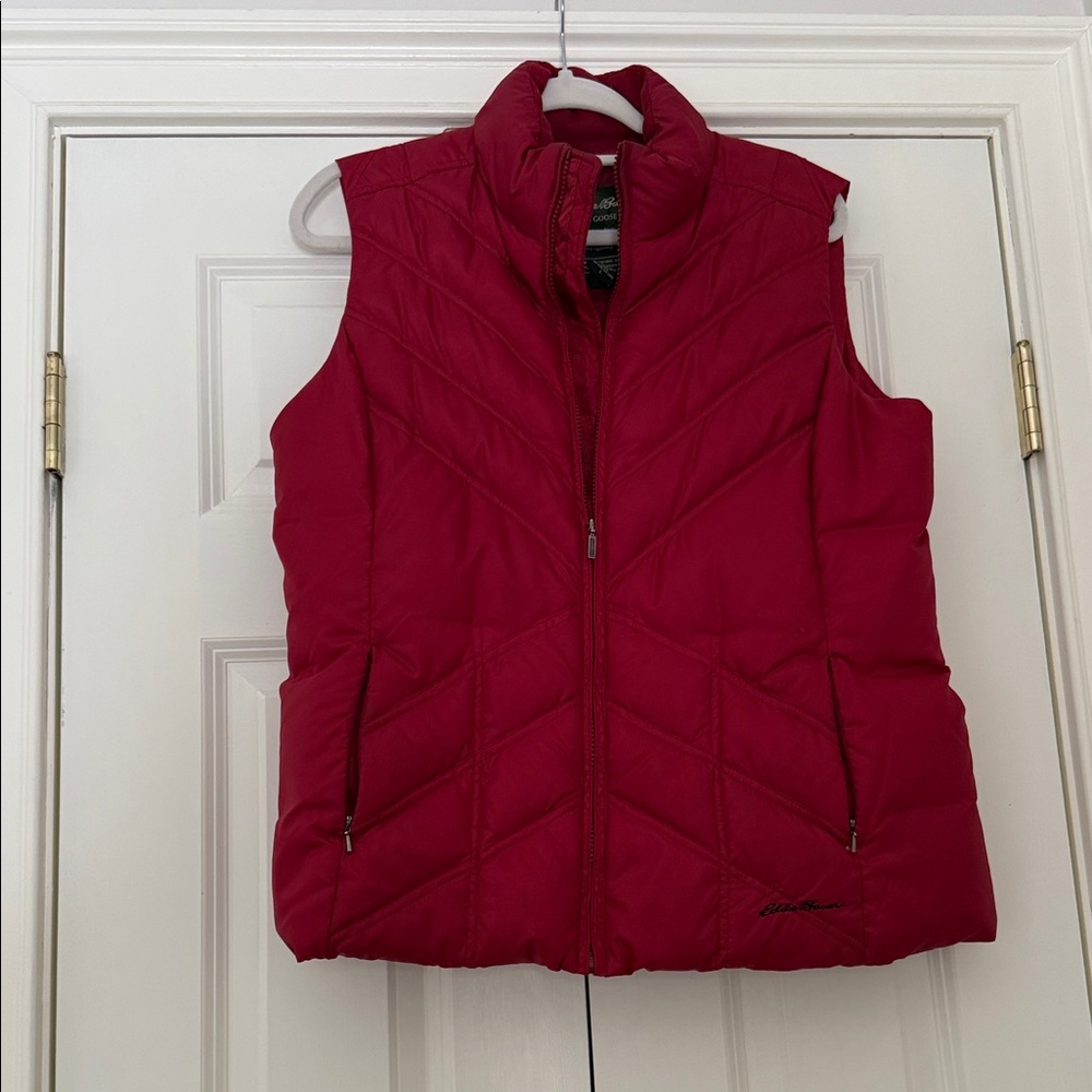 Women's Red Down Packable Quilted Vest